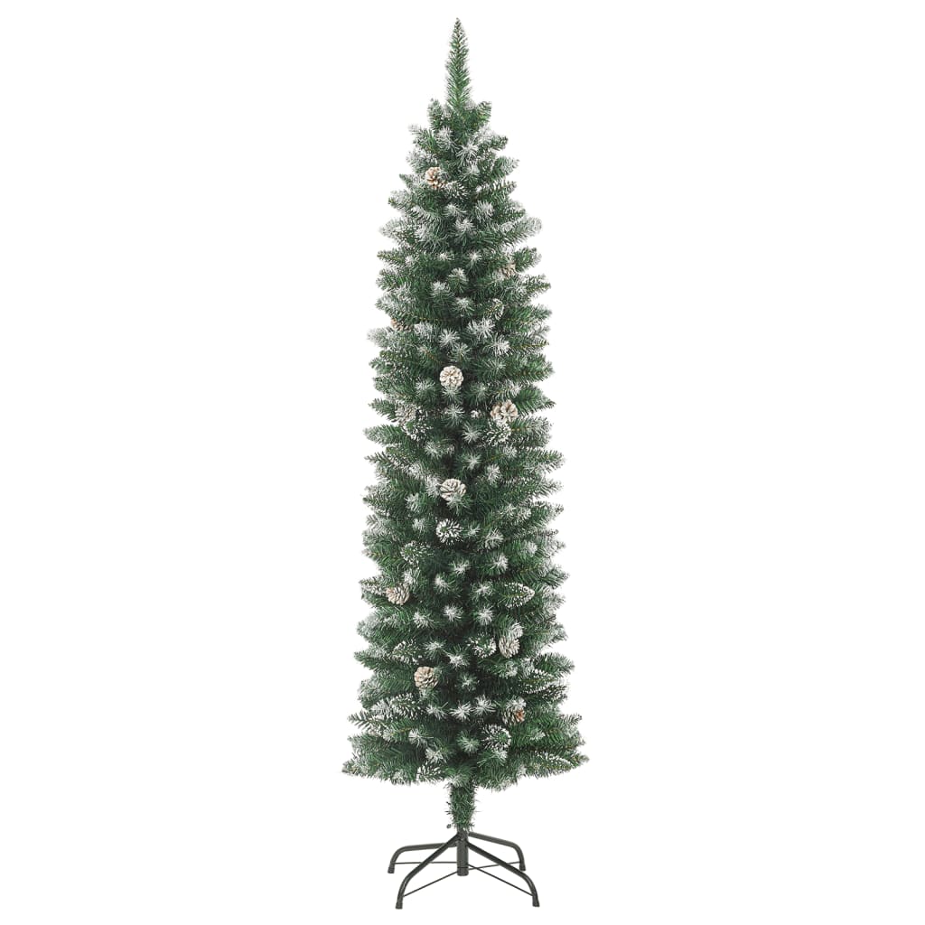 vidaXL Artificial Slim Christmas Tree with Stand 150 cm PVC