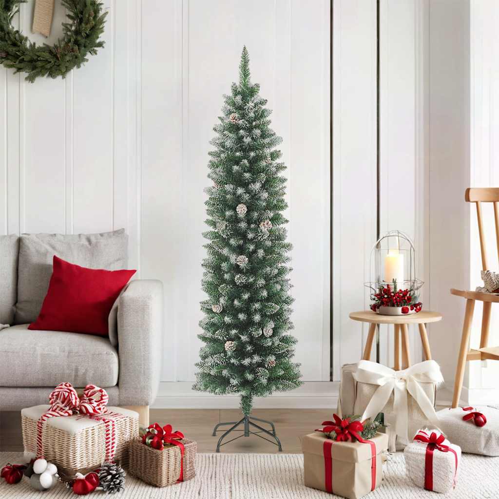 vidaXL Artificial Slim Christmas Tree with Stand 180 cm PVC