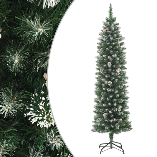 vidaXL Artificial Slim Christmas Tree with Stand 210 cm PVC