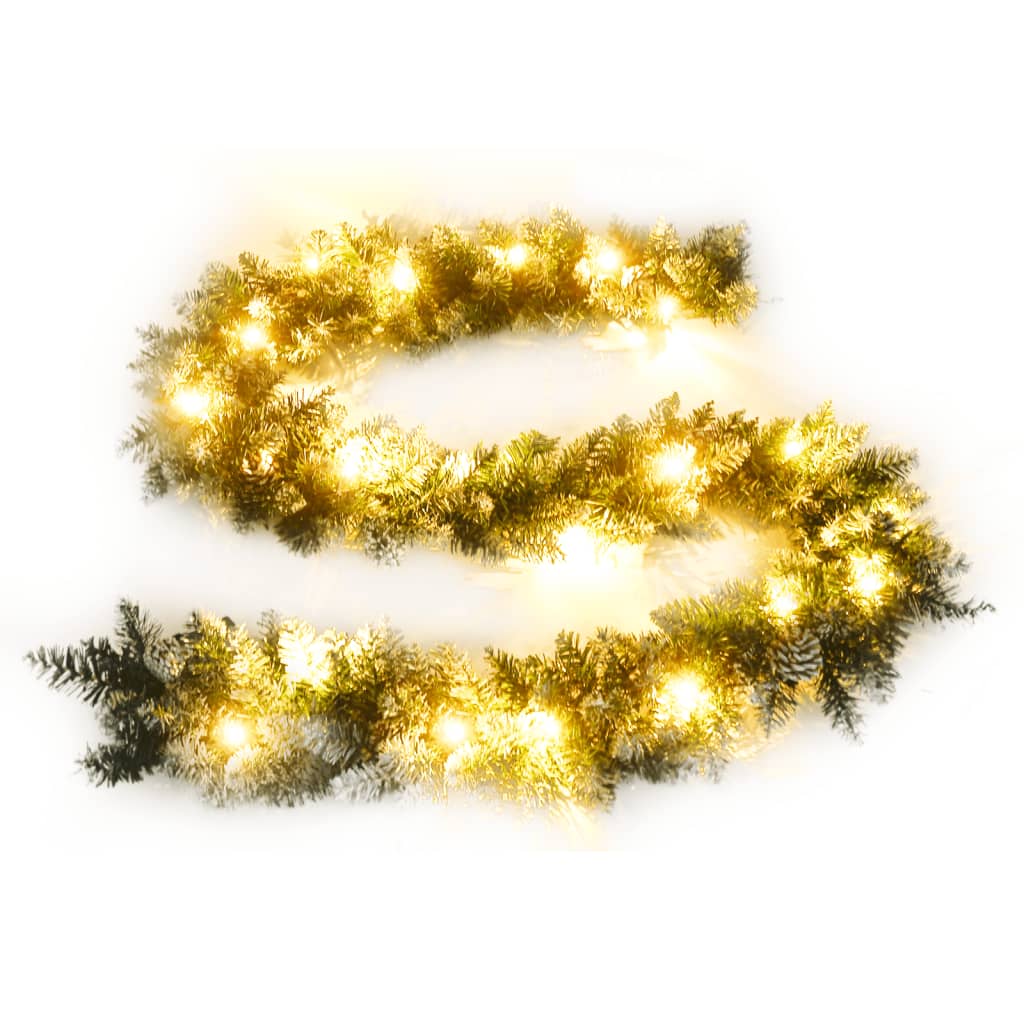 vidaXL Christmas Garland with LED Lights Green 2.7 m PVC