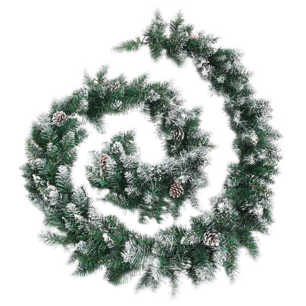 vidaXL Christmas Garland with LED Lights Green 2.7 m PVC