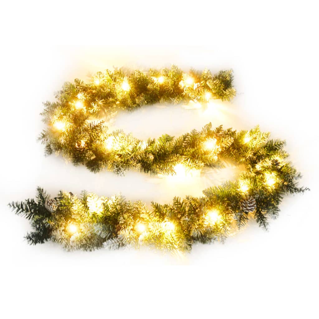 vidaXL Christmas Garland with LED Lights Green 5.2 m PVC