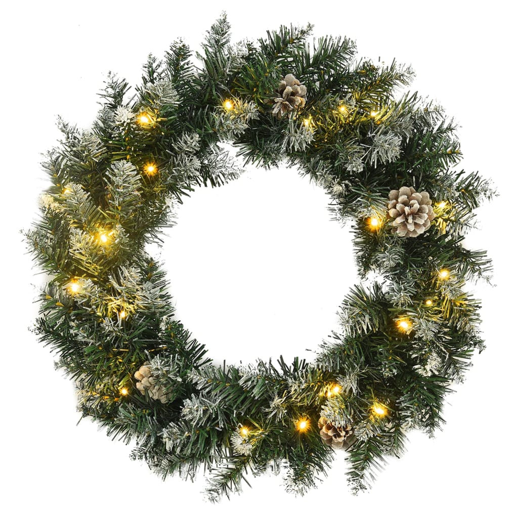 vidaXL Christmas Wreath with LED Lights Green 45 cm PVC