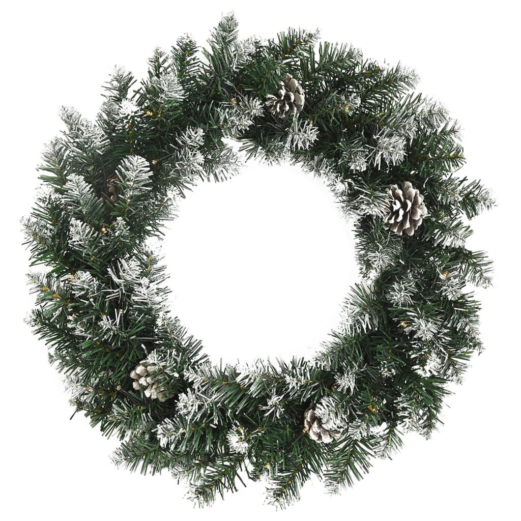 vidaXL Christmas Wreath with LED Lights Green 60 cm PVC