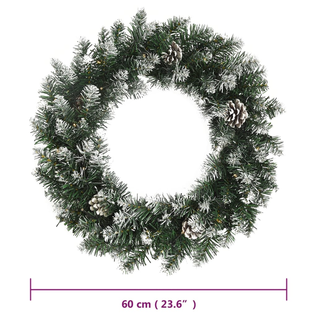 vidaXL Christmas Wreath with LED Lights Green 60 cm PVC