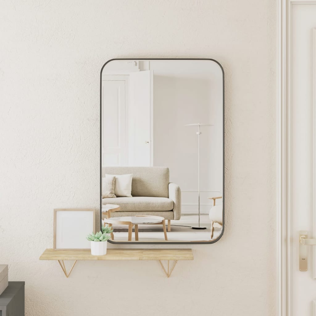 Wall-mounted Mirror Black 40x60 cm Rectangle