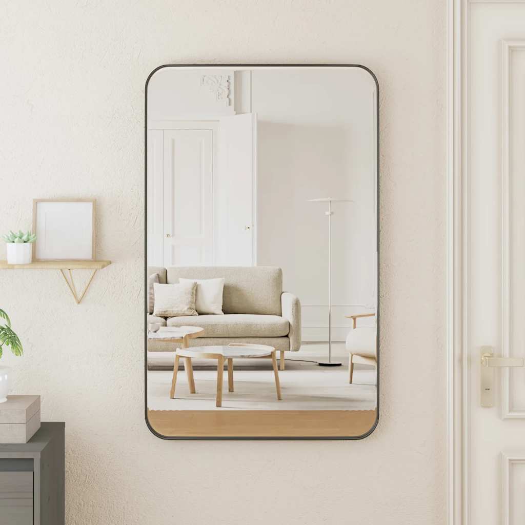 vidaXL Wall-mounted Mirror Black 50x80 cm Rectangle