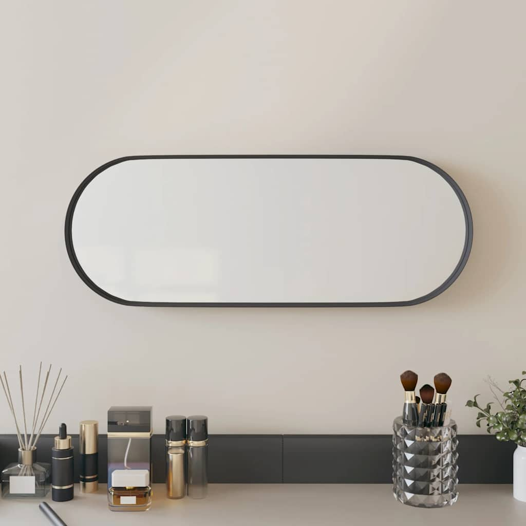 vidaXL Wall-mounted Mirror Black 15x40 cm Oval