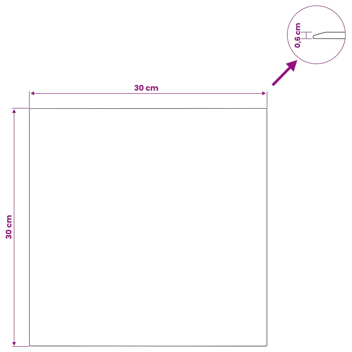 Table Top Transparent 30x30 cm Tempered Glass