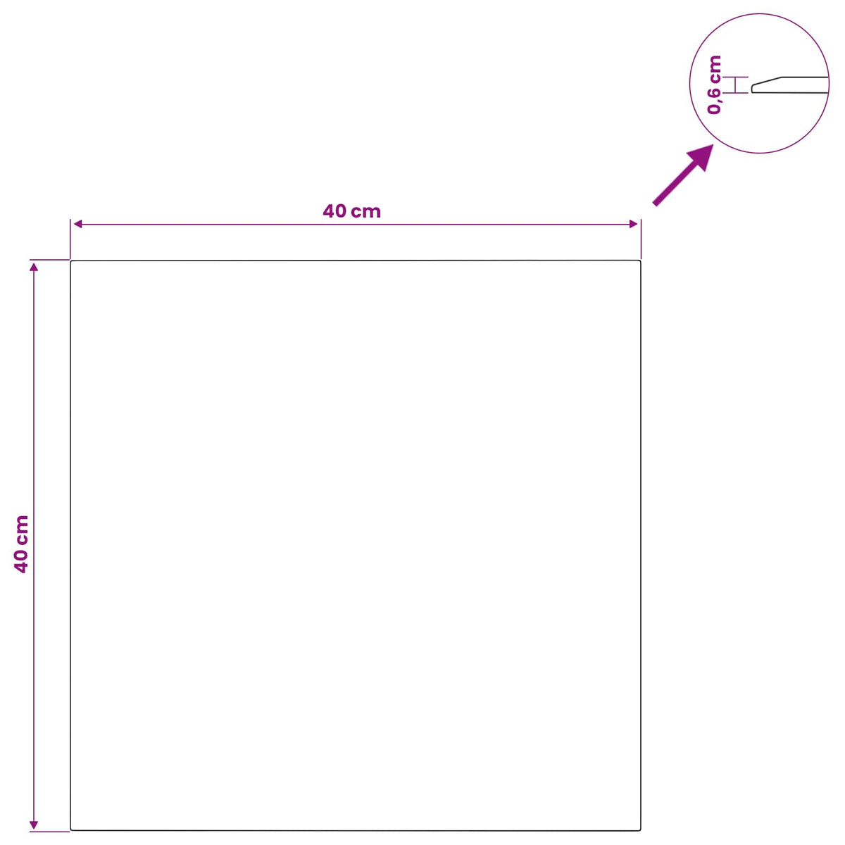 Table Top Transparent 40x40 cm Tempered Glass