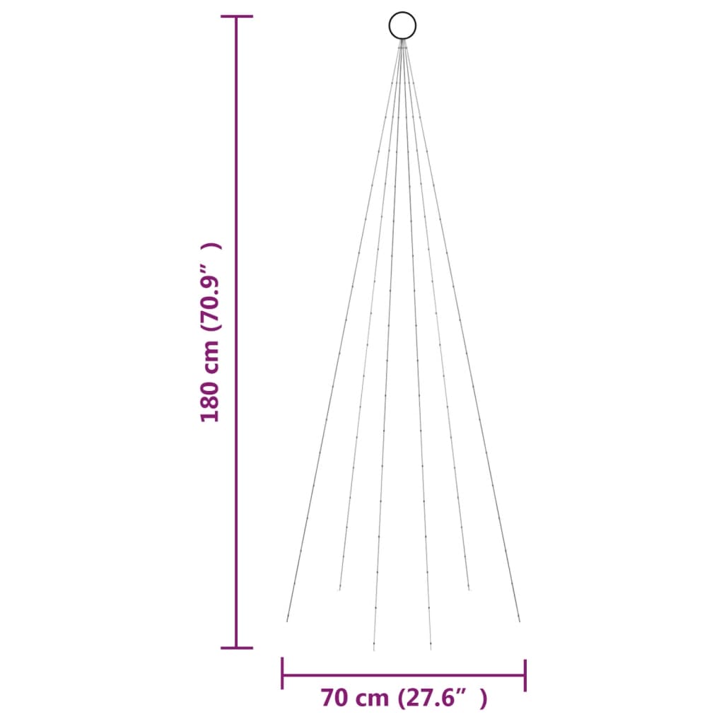 vidaXL Christmas Tree on Flagpole Warm White 108 LEDs 180 cm