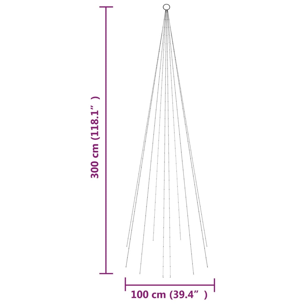 vidaXL Christmas Tree on Flagpole Colourful 310 LEDs 300 cm