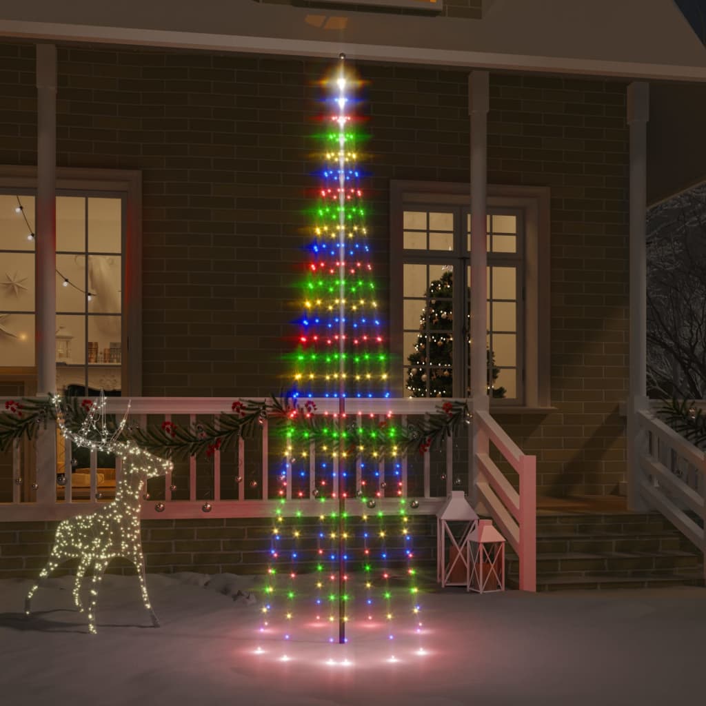 vidaXL Christmas Tree on Flagpole Colourful 310 LEDs 300 cm