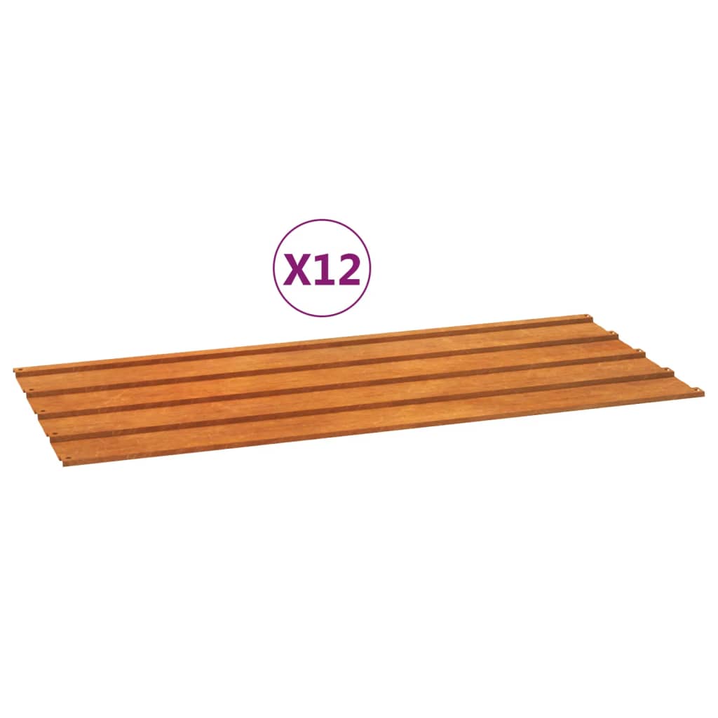 vidaXL Roof Panels 12 pcs Rusty 100x44 cm Corten Steel