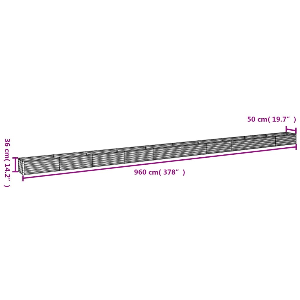vidaXL Garden Raised Bed 960x50x36 cm Corten Steel