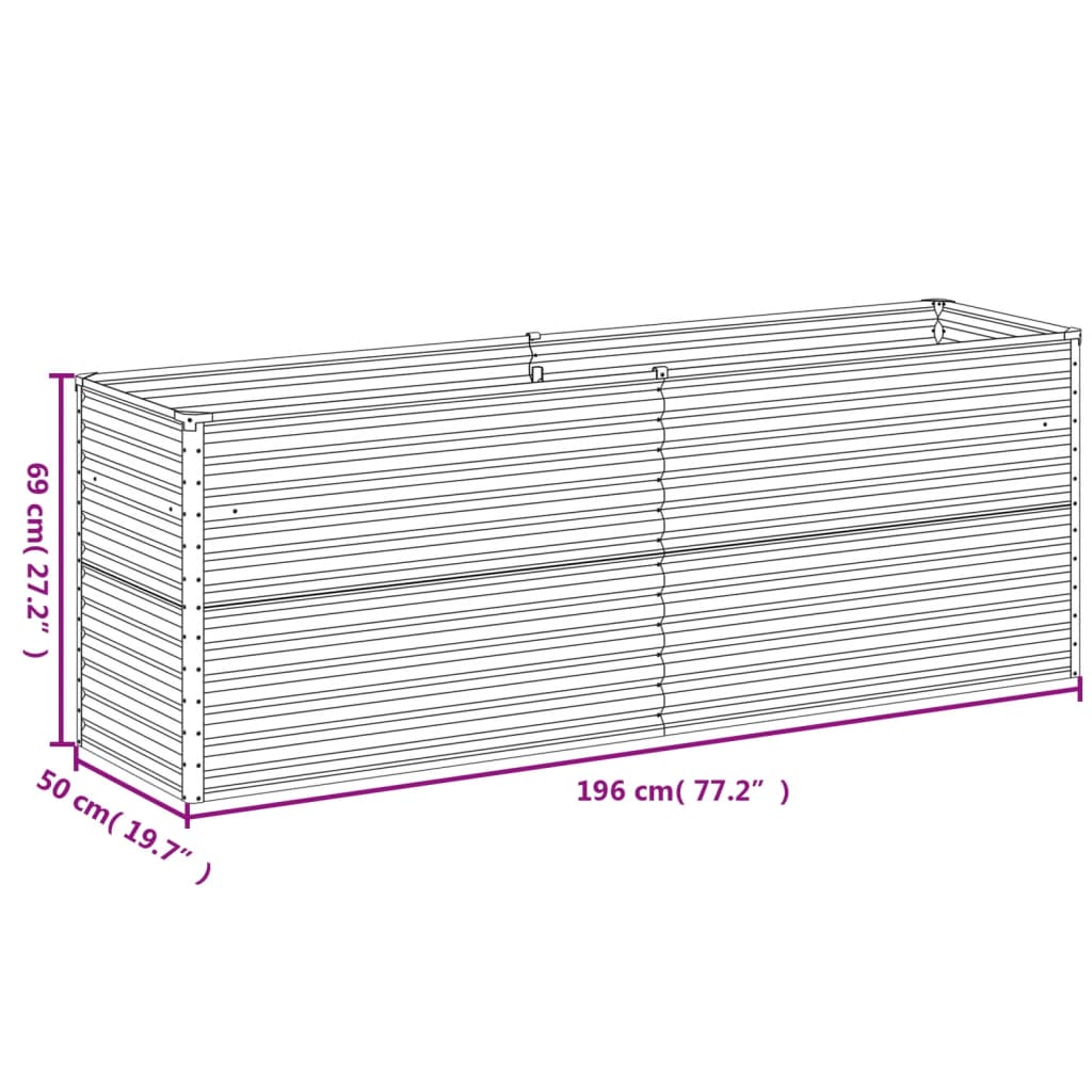 vidaXL Garden Raised Bed 196x50x69 cm Corten Steel