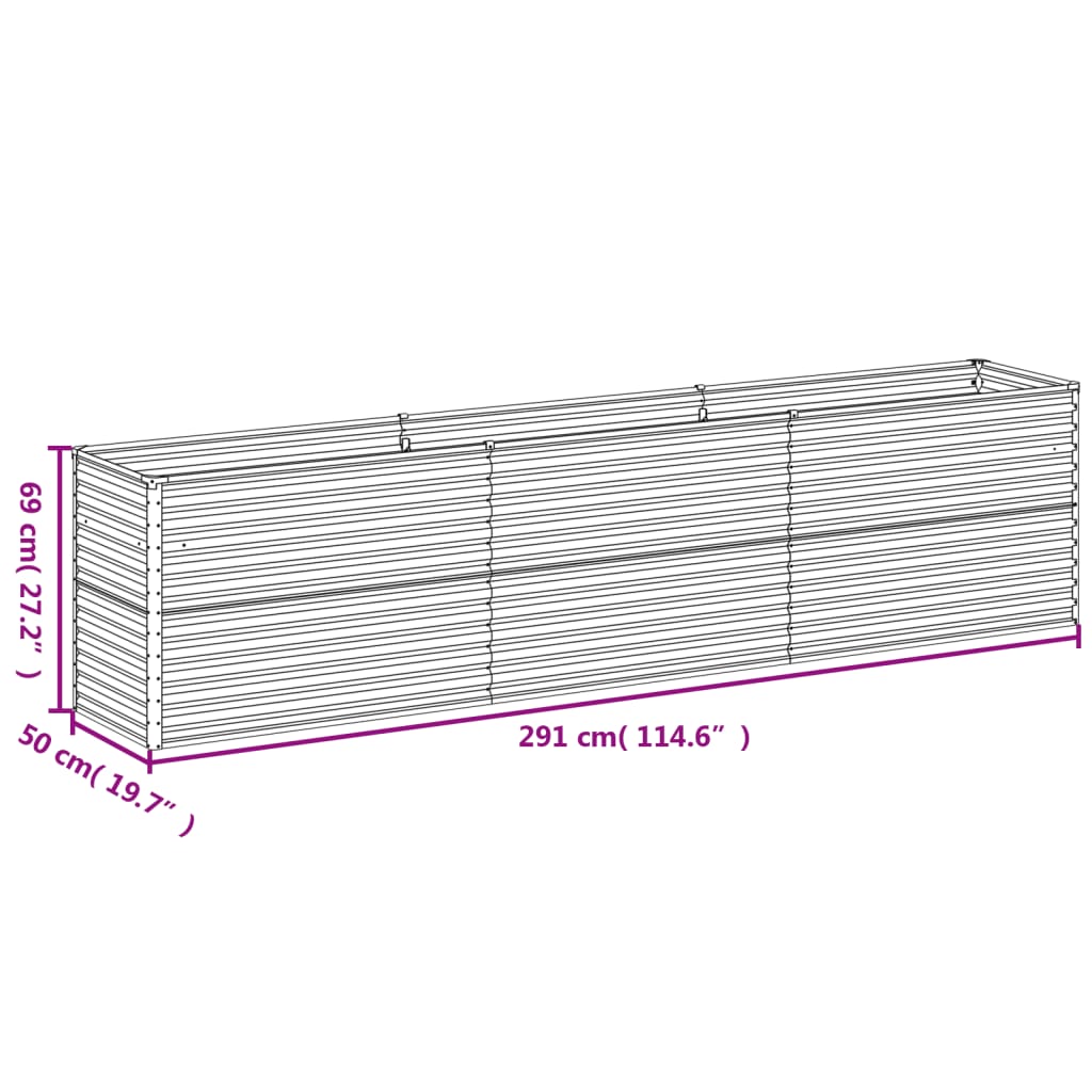 vidaXL Garden Raised Bed 291x50x69 cm Corten Steel