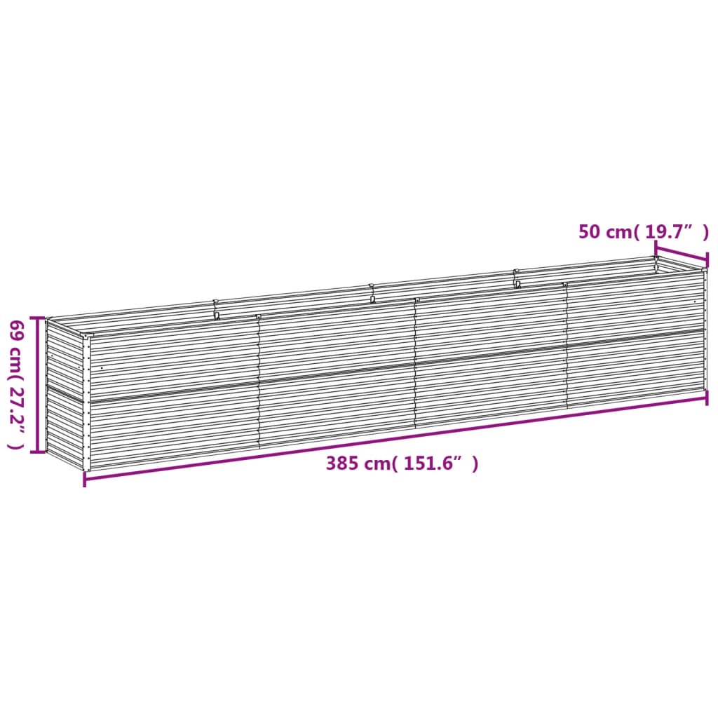 vidaXL Garden Raised Bed 385x50x69 cm Corten Steel