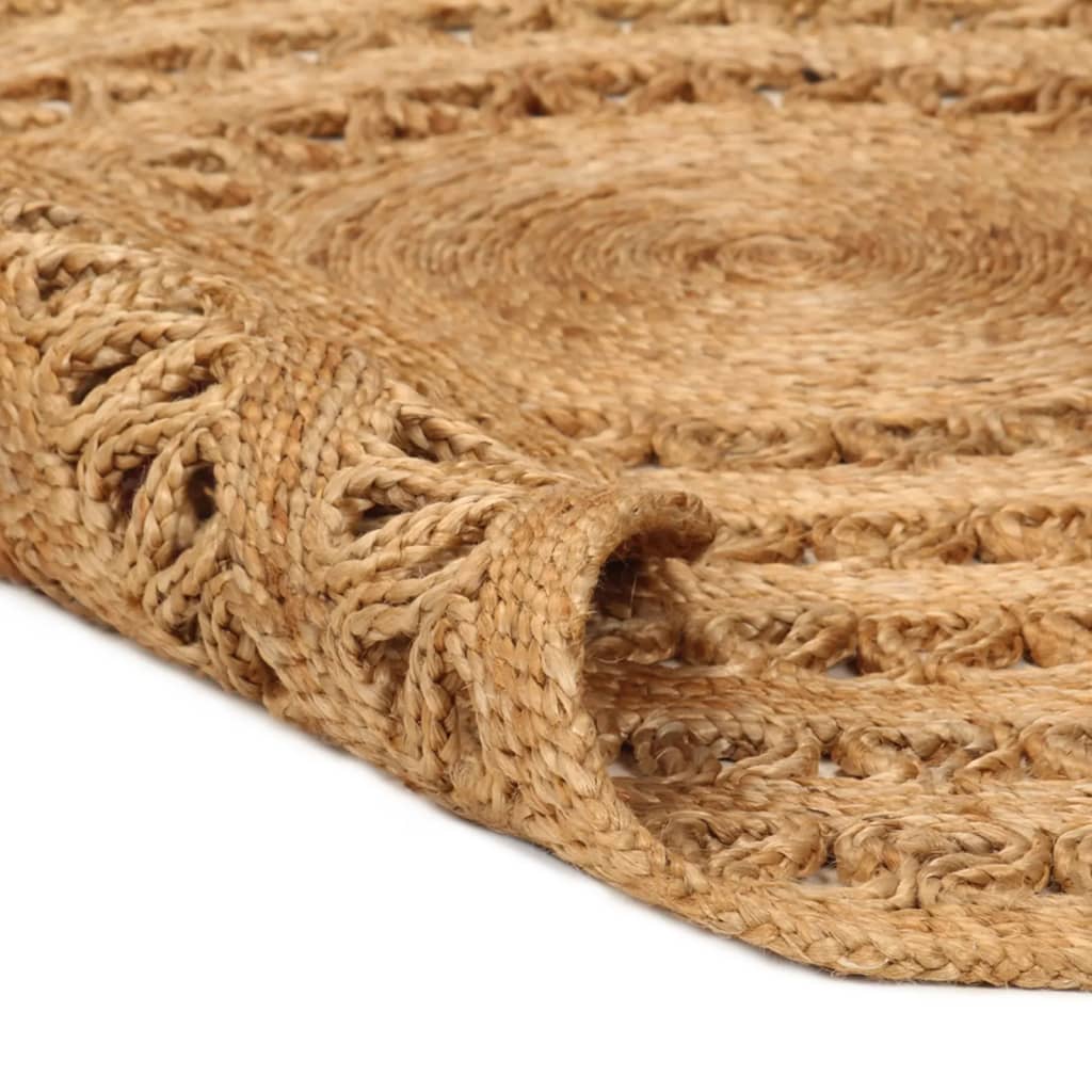 vidaXL Area Rug Hand-braided Jute 180 cm Round