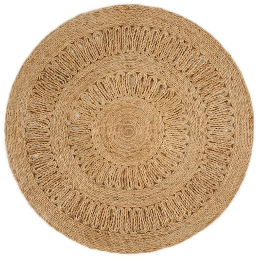 vidaXL Area Rug Hand-braided Jute 90 cm Round