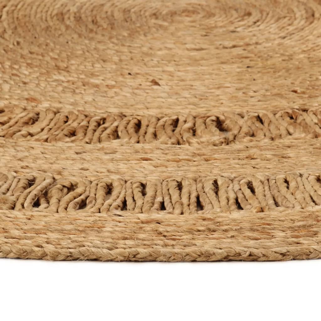 vidaXL Area Rug Hand-braided Jute 90 cm Round