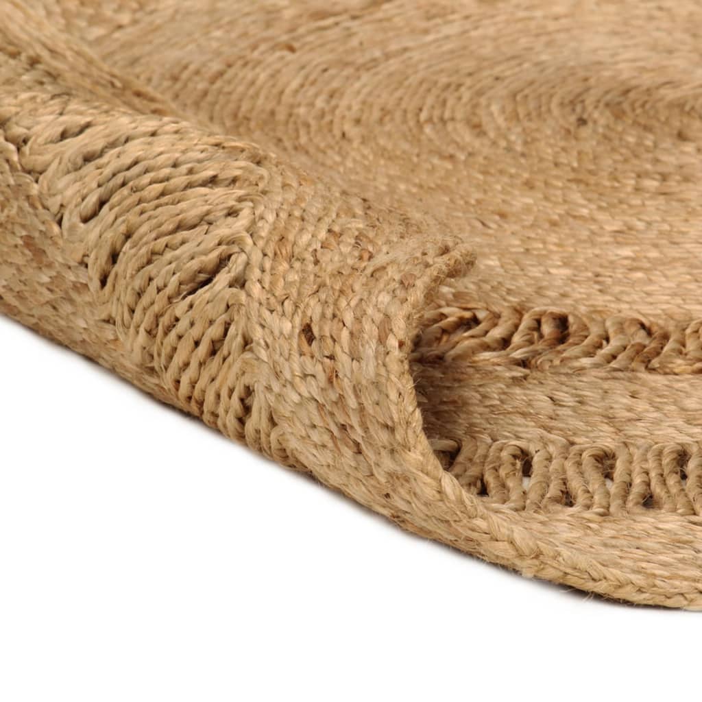 vidaXL Area Rug Hand-braided Jute 90 cm Round