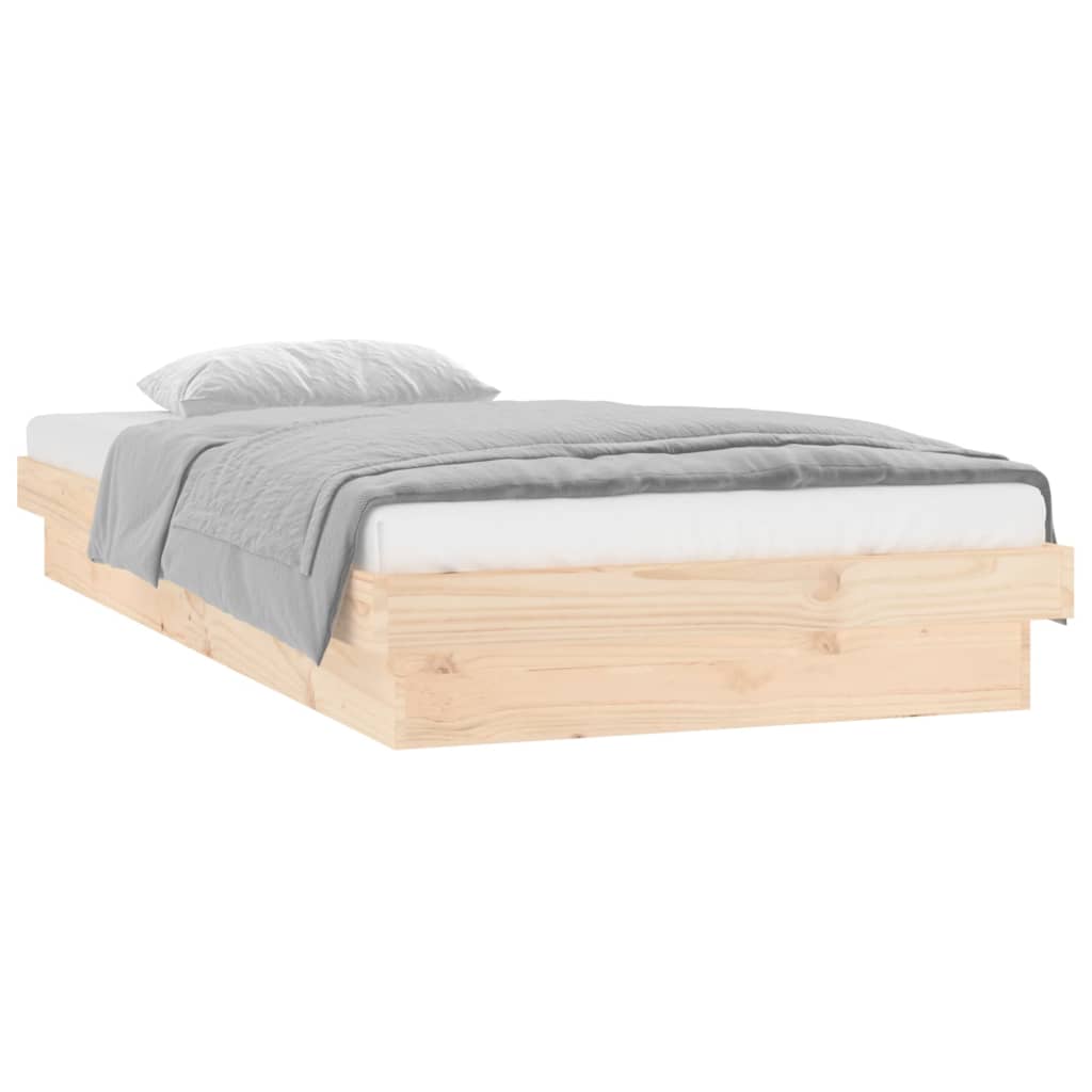 vidaXL LED Bed Frame without Mattress 90x200 cm Solid Wood