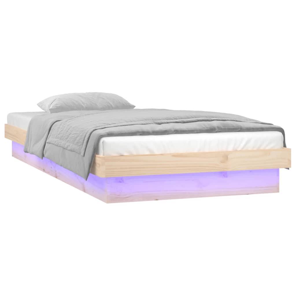 vidaXL LED Bed Frame without Mattress 90x200 cm Solid Wood