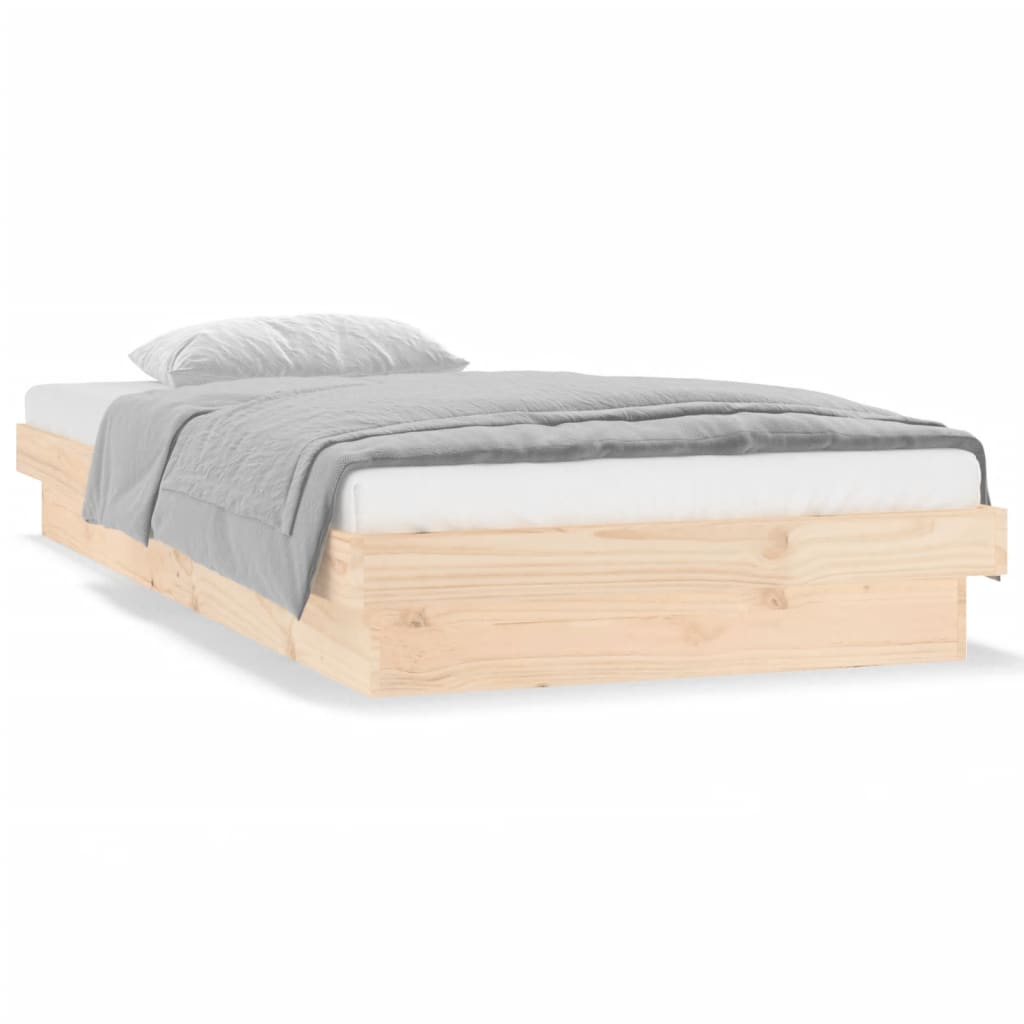 vidaXL LED Bed Frame without Mattress 90x200 cm Solid Wood