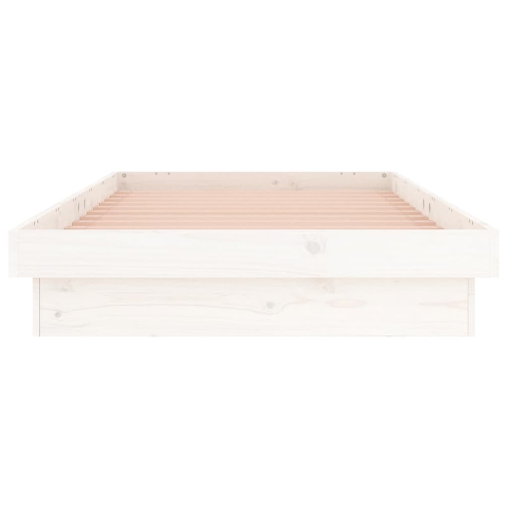 vidaXL LED Bed Frame without Mattress White 90x200 cm Solid Wood