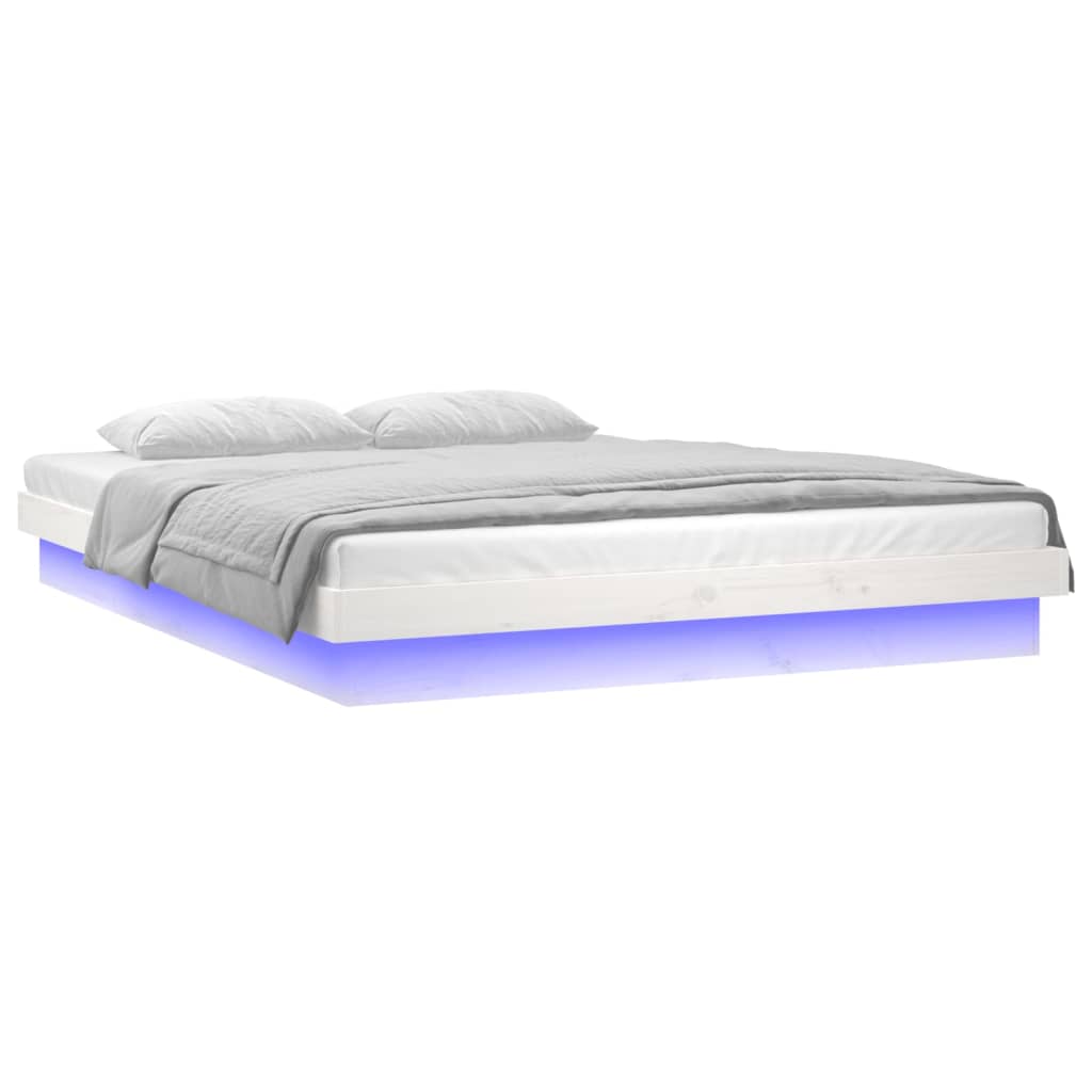 vidaXL LED Bed Frame without Mattress White 120x200 cm Solid Wood