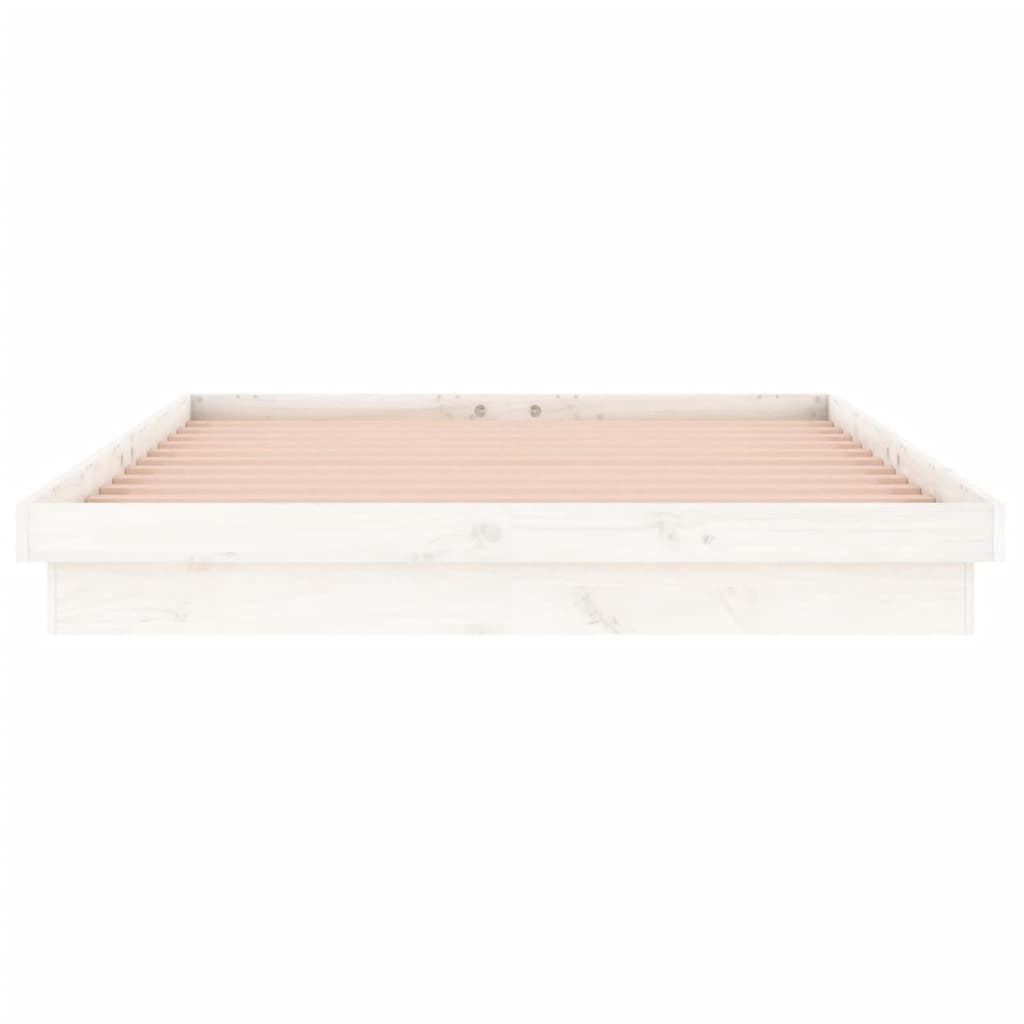 vidaXL LED Bed Frame without Mattress White 120x200 cm Solid Wood