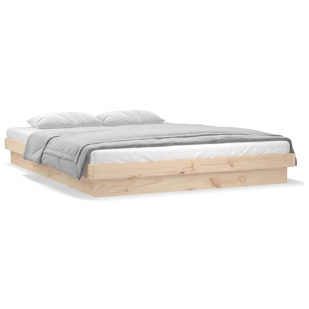 LED Bed Frame without Mattress King Size Solid Wood