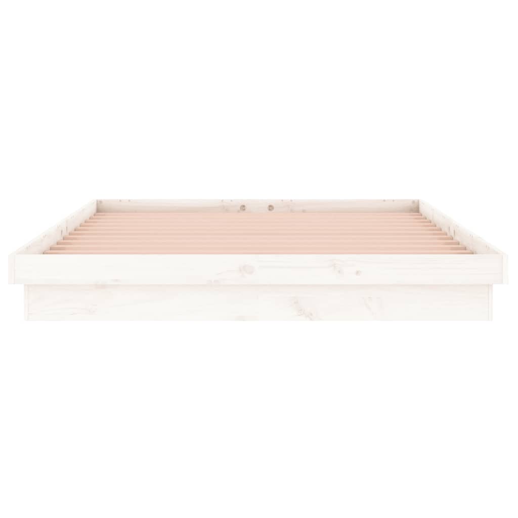 vidaXL LED Bed Frame without Mattress White King Size Solid Wood