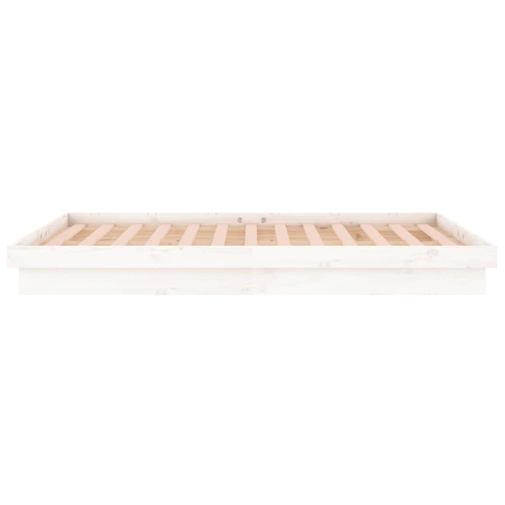 vidaXL LED Bed Frame without Mattress White King Size Solid Wood