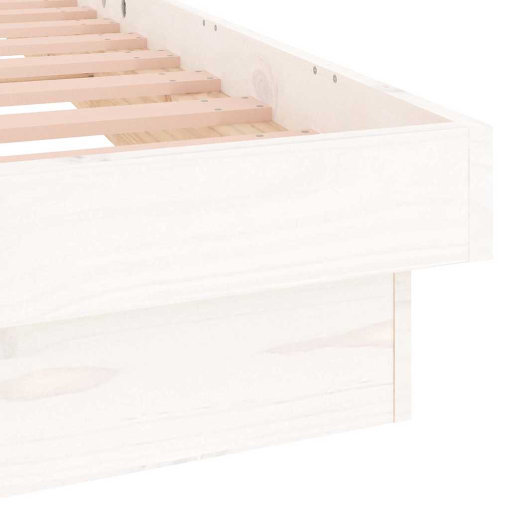 LED Bed Frame without Mattress White Small Single Solid Wood