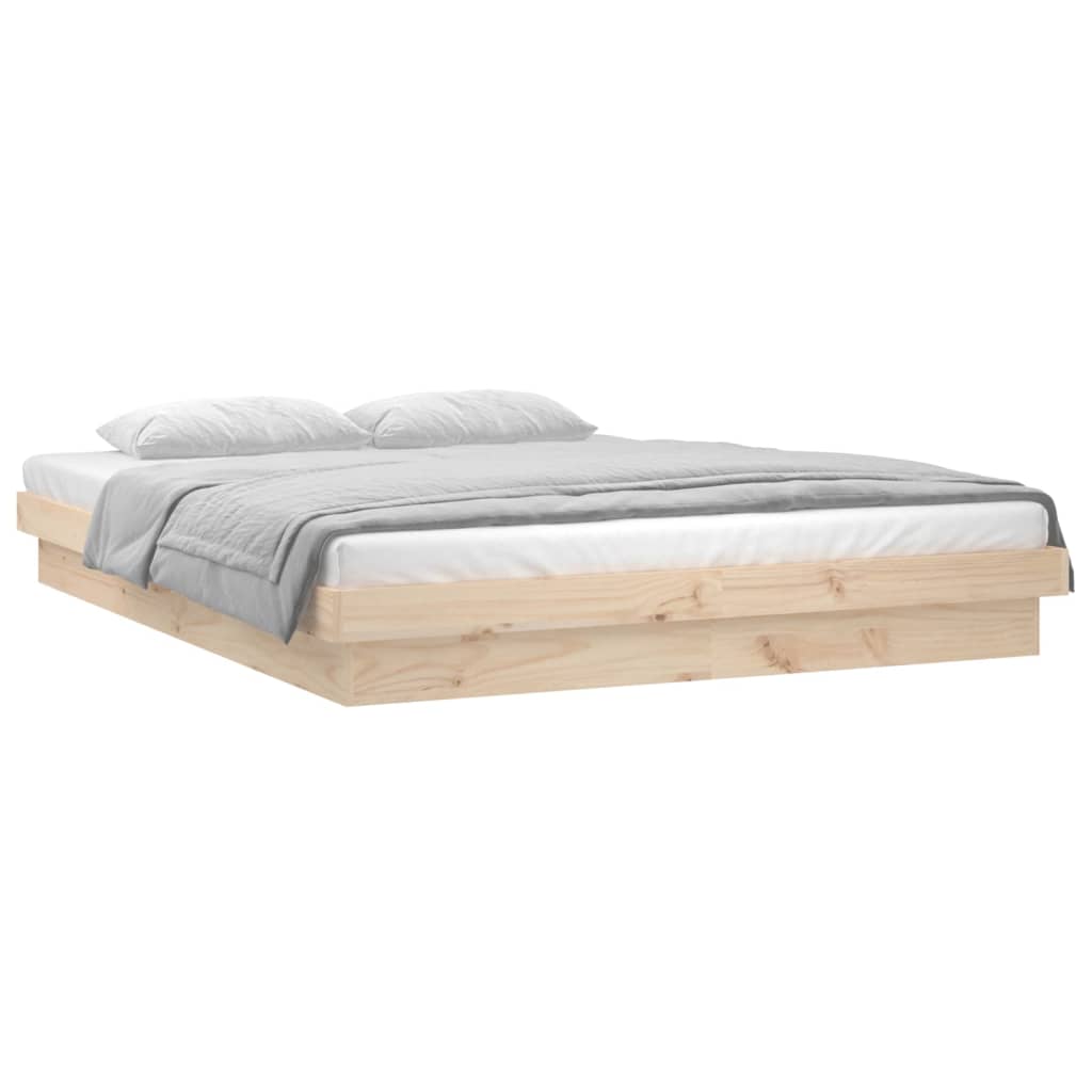 LED Bed Frame without Mattress 140x190 cm Solid Wood