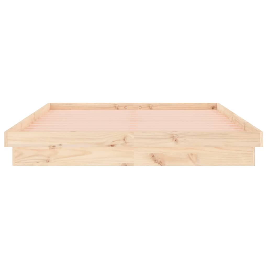 LED Bed Frame without Mattress 140x190 cm Solid Wood