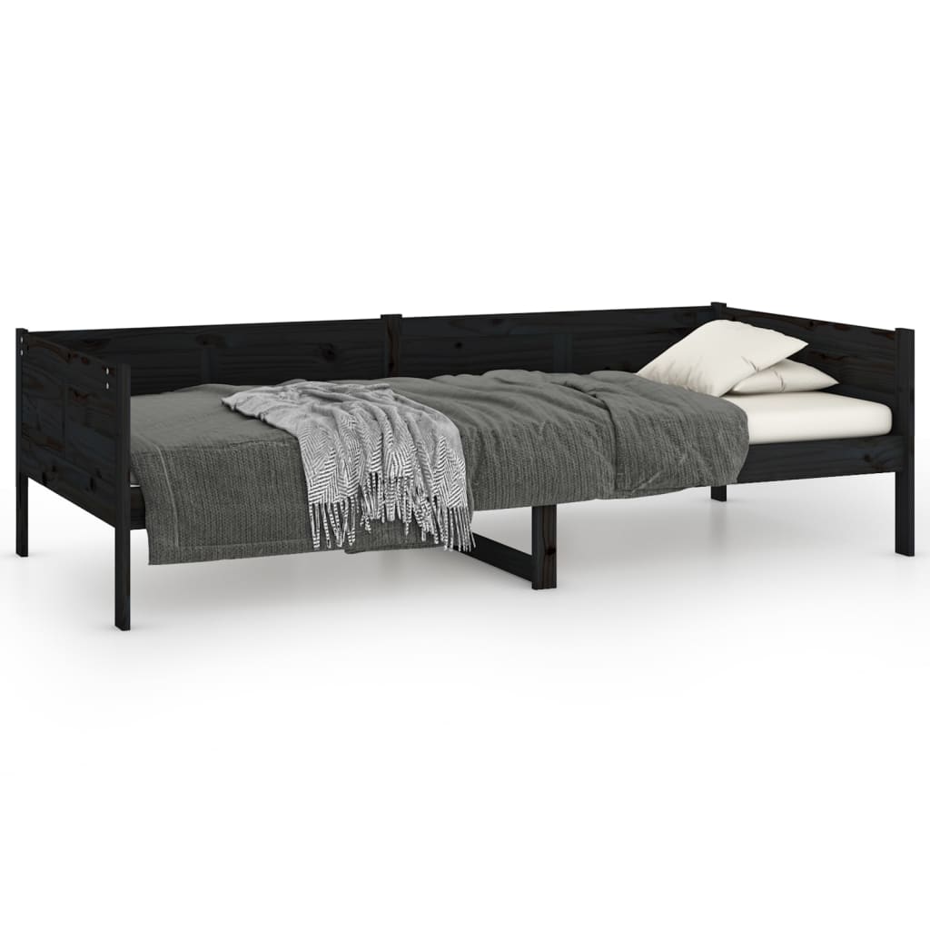 vidaXL Day Bed without Mattress Black Solid Wood Pine 80x200 cm