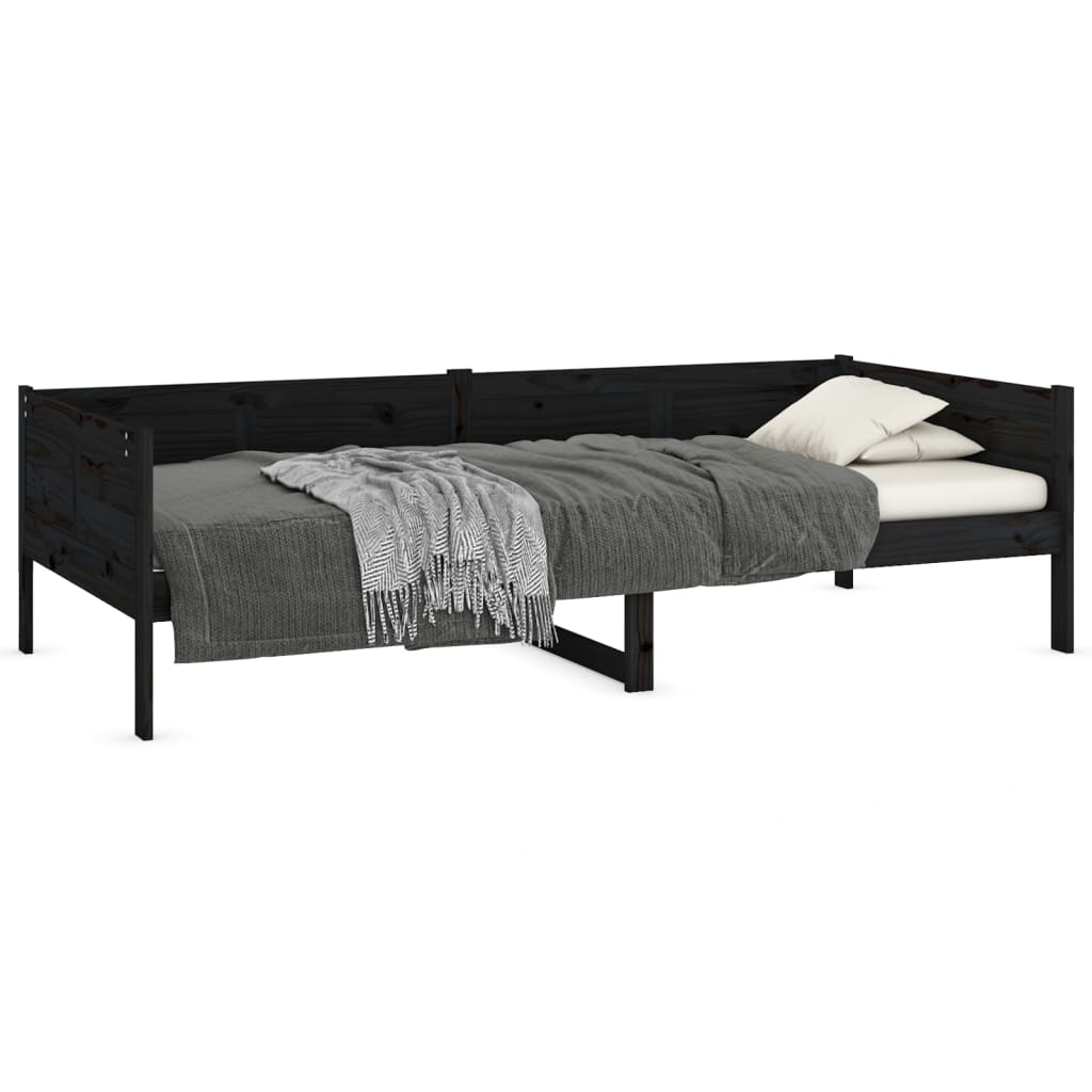 vidaXL Day Bed without Mattress Black Solid Wood Pine 80x200 cm