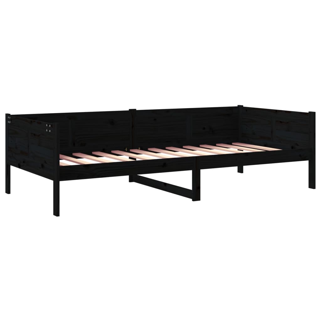 vidaXL Day Bed without Mattress Black Solid Wood Pine 80x200 cm