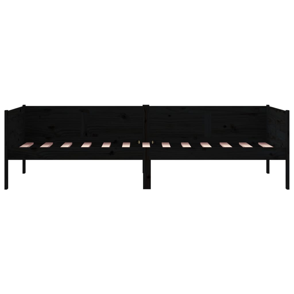 vidaXL Day Bed without Mattress Black Solid Wood Pine 80x200 cm