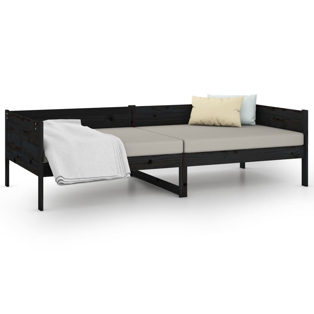 vidaXL Day Bed without Mattress Black Solid Wood Pine 80x200 cm