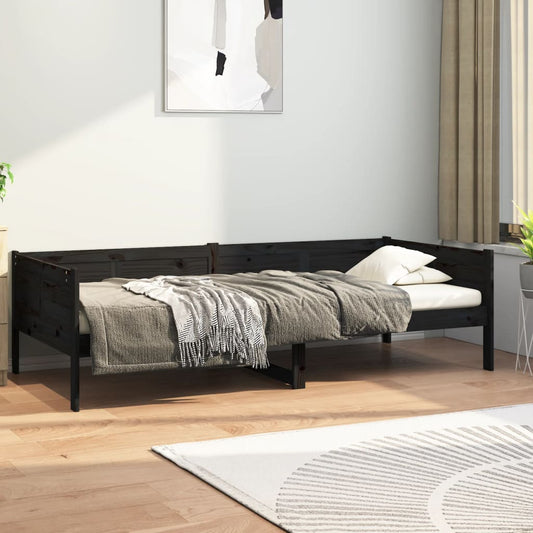 vidaXL Day Bed without Mattress Black Solid Wood Pine 80x200 cm