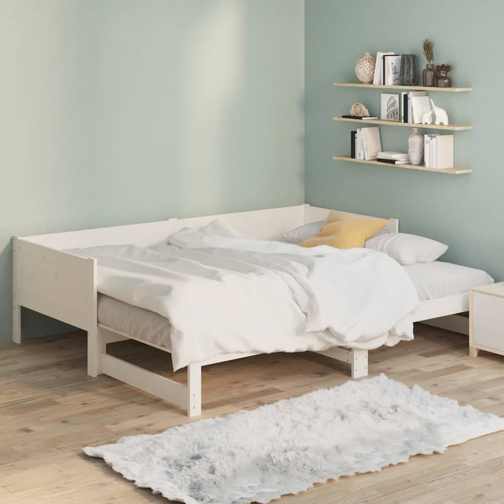 vidaXL Pull-out Day Bed without Mattress White 2x(90x200) cm