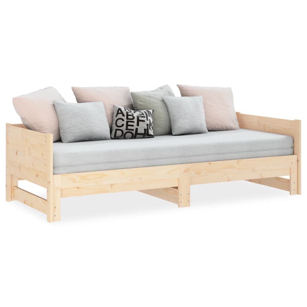 Pull-out Day Bed without Mattress Solid Wood Pine 2x(80x200) cm