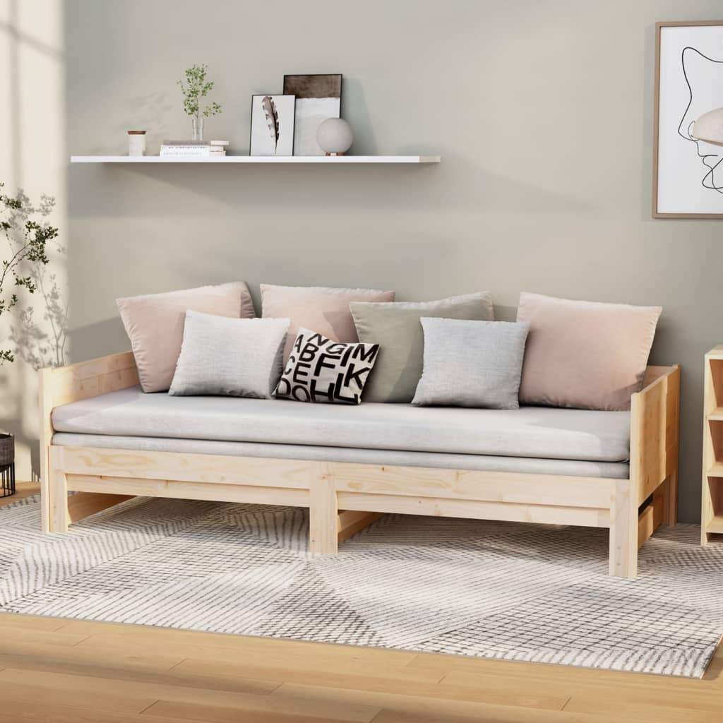 Pull-out Day Bed without Mattress Solid Wood Pine 2x(80x200) cm