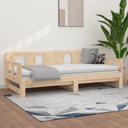 vidaXL Pull-out Day Bed without Mattress Solid Wood Pine 2x(90x200) cm