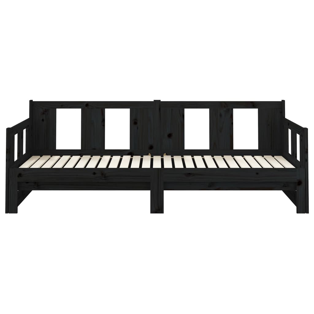 vidaXL Pull-out Day Bed without Mattress Black Solid Wood Pine 2x cm