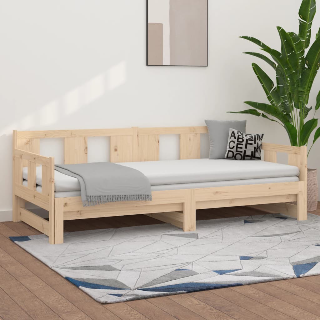 Pull-out Day Bed without Mattress Solid Wood Pine 2x(80x200) cm